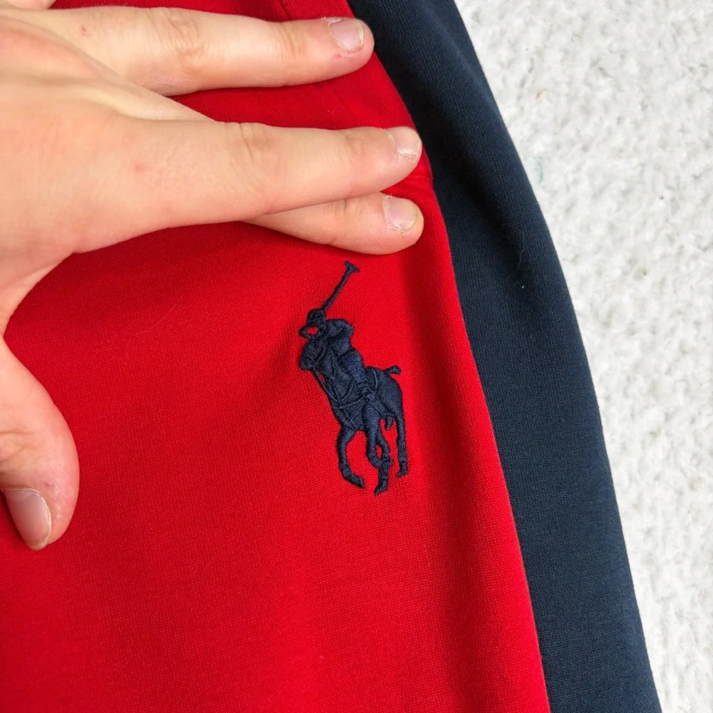 Polo Ralph Lauren Mens Red Navy Blue Logo Graphic Joggers Sweatpants Large